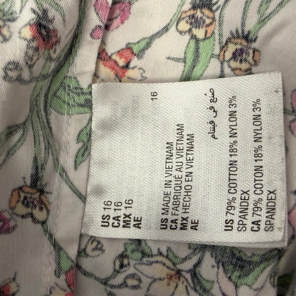Charter Club Women Floral Sleeveless Button Down Shirt White Pink Cotton Sz 16 - Picture 4 of 6